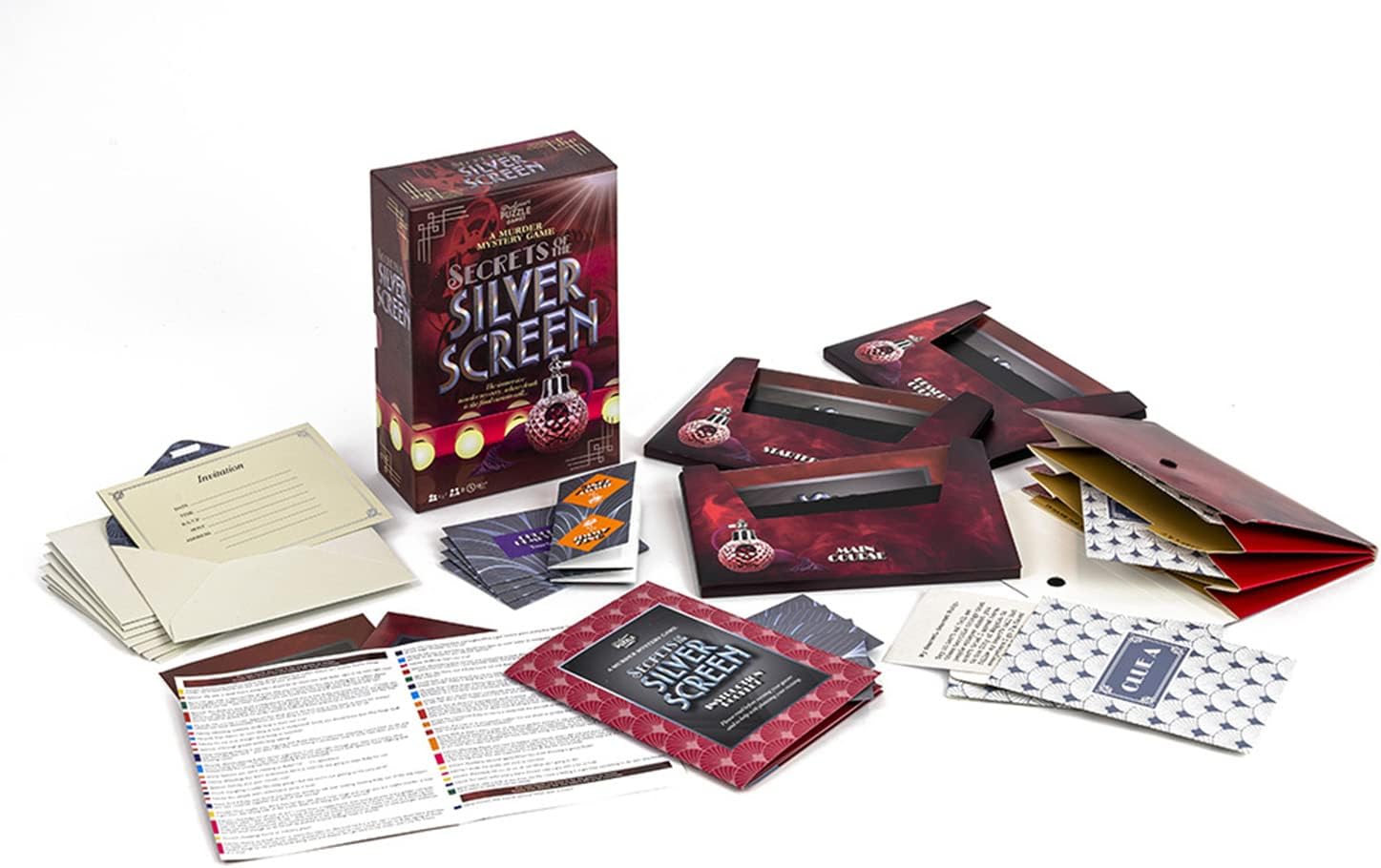 Professor PUZZLE | Secrets of the Silver Screen - Murder Mystery | Card Game | Ages 14+ | 8+ Players | 90+ Minutes Playing Time