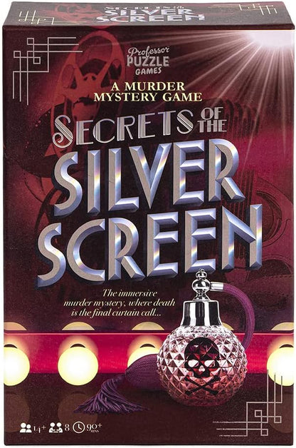 Professor PUZZLE | Secrets of the Silver Screen - Murder Mystery | Card Game | Ages 14+ | 8+ Players | 90+ Minutes Playing Time