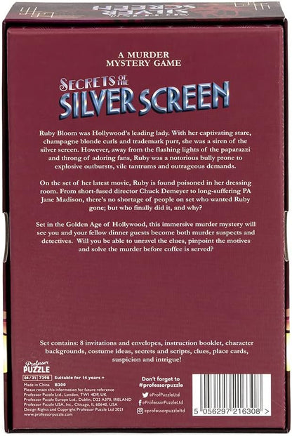 Professor PUZZLE | Secrets of the Silver Screen - Murder Mystery | Card Game | Ages 14+ | 8+ Players | 90+ Minutes Playing Time