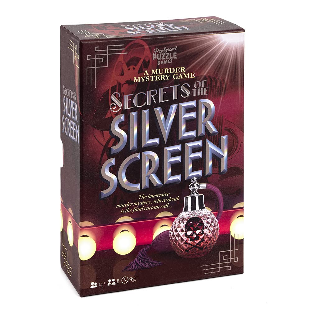Professor PUZZLE | Secrets of the Silver Screen - Murder Mystery | Card Game | Ages 14+ | 8+ Players | 90+ Minutes Playing Time