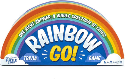 Professor PUZZLE Rainbow Go Games. Fast paced Trivia game for the whole family. One right answer, whole spectrum of clues.