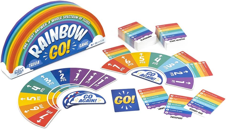 Professor PUZZLE Rainbow Go Games. Fast paced Trivia game for the whole family. One right answer, whole spectrum of clues.