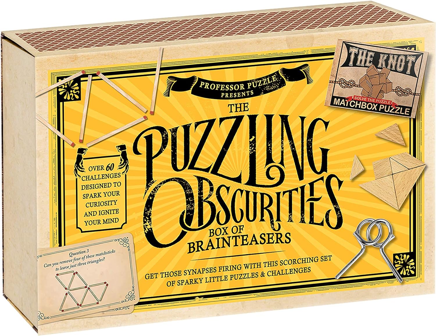 Professor Puzzle, Puzzling Obscurities Box of Brainteasers - 10 Unique Matchbox Puzzles & 50 Unique Brain Teasing Challenges