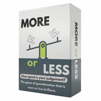 More or Less Original Edition Card Game - How Good Is Your Judgement? 2 Players + | Fun Family Party Games for Adults &Kids Birthday, Travel, Gift for Boys and Girls First Edition