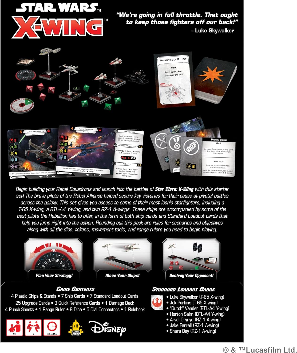 Atomic Mass Games |Star Wars X-Wing: Rebel Alliance Squadron Starter Pack | Tabletop Miniatures Game | Ages 14+ | 2 Players | 90 Minutes Playing Time