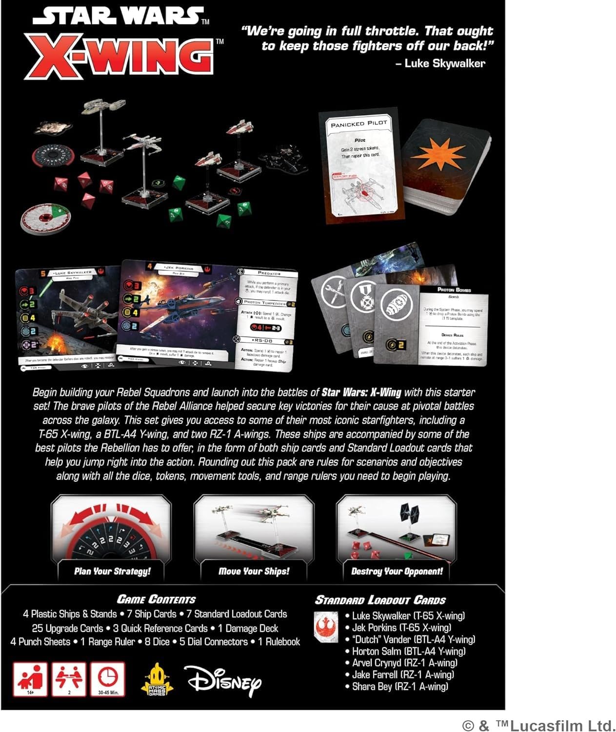 Atomic Mass Games |Star Wars X-Wing: Rebel Alliance Squadron Starter Pack | Tabletop Miniatures Game | Ages 14+ | 2 Players | 90 Minutes Playing Time