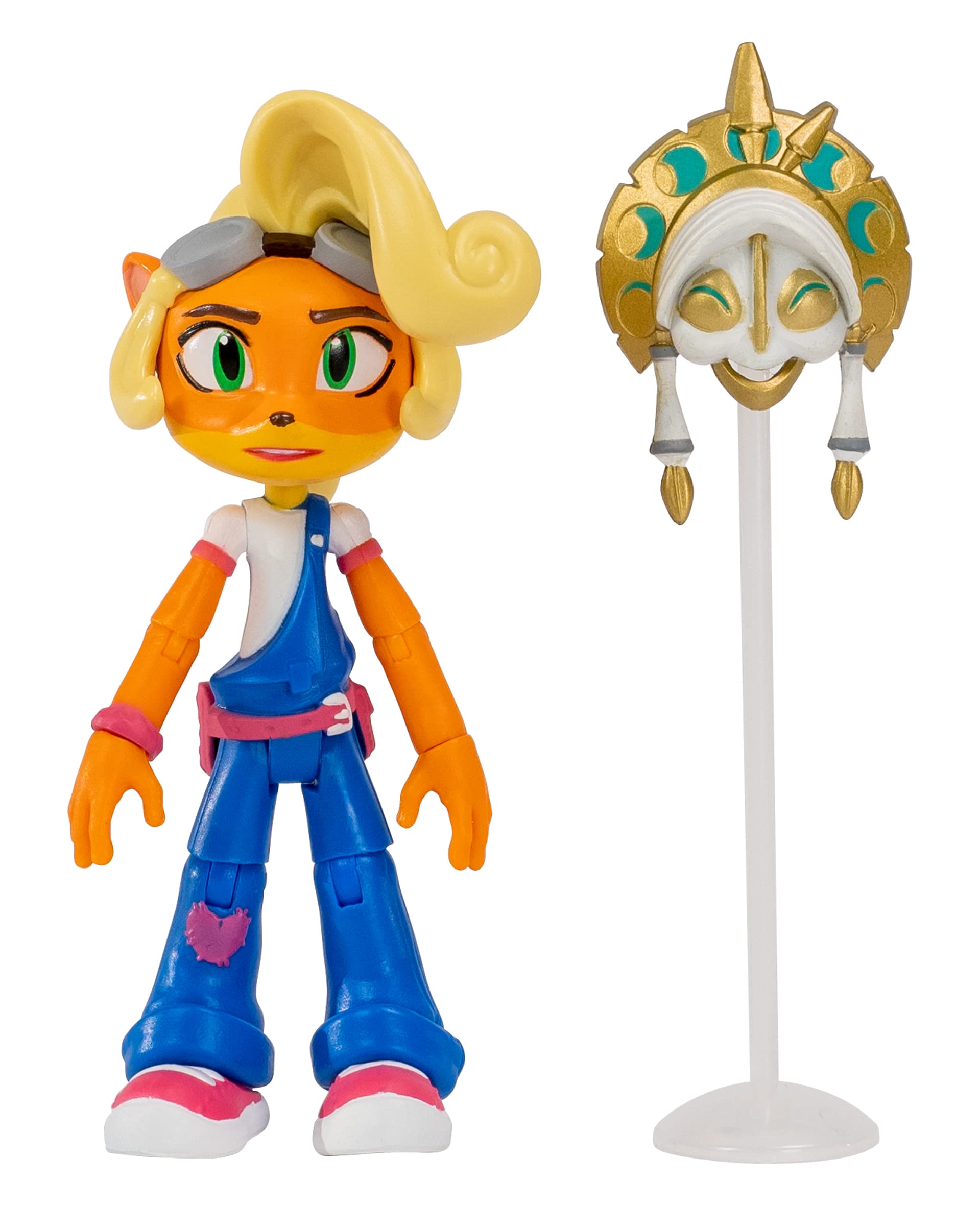 BANDAI Crash Bandicoot Action Figures Coco Bandicoot With Mask | 11cm Coco Bandicoot Toy With Mask And Stand Accessories | Collectable Figures As Merchandise And Video Game Gifts,Blue,white
