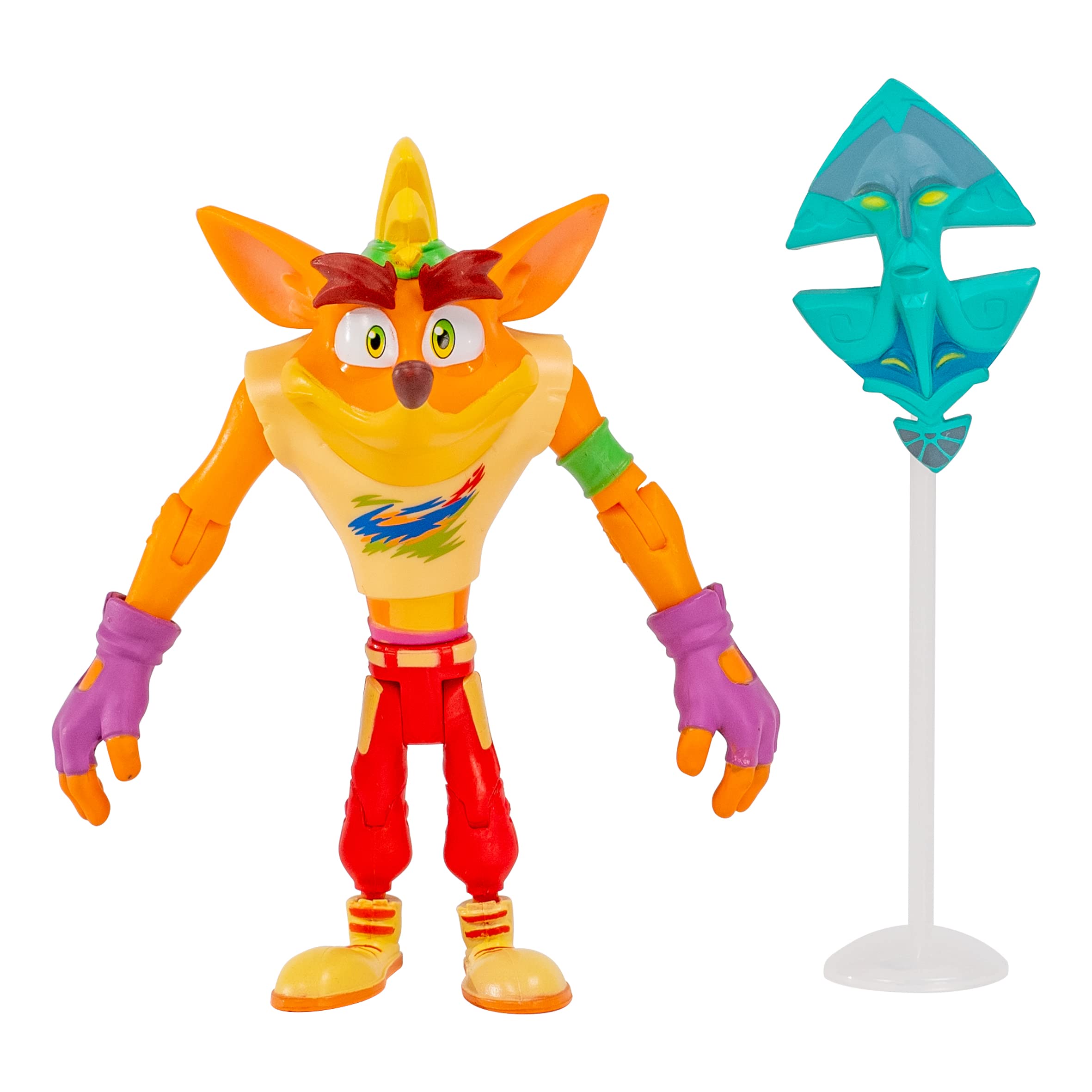 BANDAI Crash Bandicoot - Figuras de acción Retro con máscara | Juguete Retro de 11 cm con máscara y Accesorios de Soporte | Verde, Morado, Rojo
