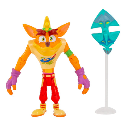 BANDAI Crash Bandicoot - Figuras de acción Retro con máscara | Juguete Retro de 11 cm con máscara y Accesorios de Soporte | Verde, Morado, Rojo