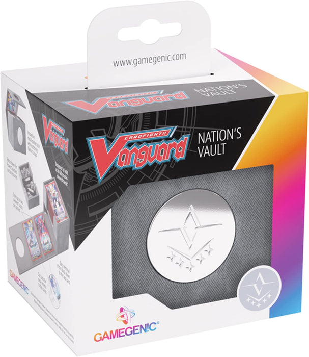 Gamegenic Cardfight!! Vanguard Nation's Vault | Premium Deck Box | Holds up to 50 Double-Sleeved Cards | Extra Drawer for Power Counters and Accessories | Brandt Gate - Gray Color | Made