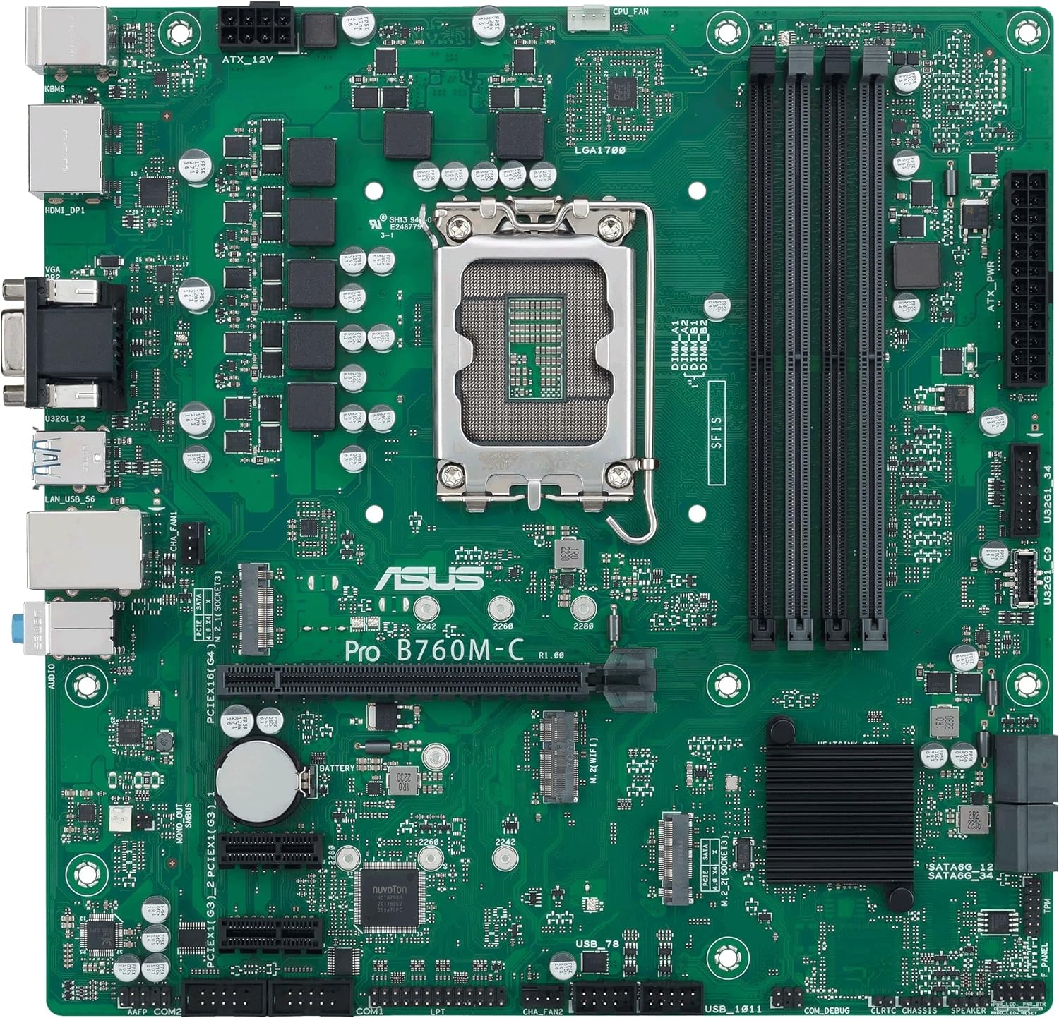 ASUS PRO B760M-C CSM Business Mainboard Sockel Intel LGA 1700 (mATX, CSM, Control Center Express, COM Debug Header, DDR5, PCIe 4.0, Q-LED Core