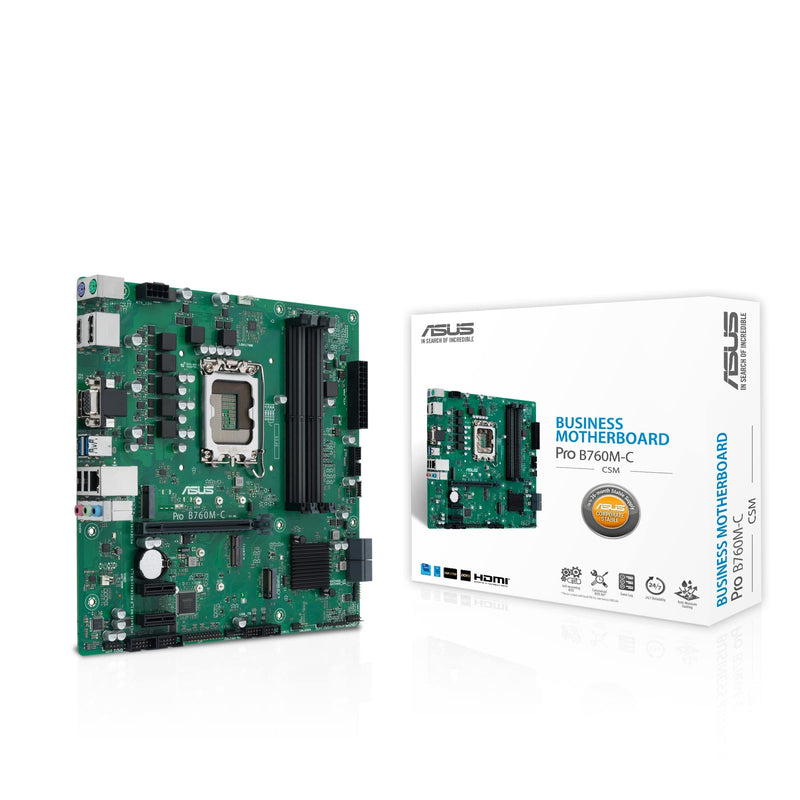 ASUS PRO B760M-C CSM Business Mainboard Sockel Intel LGA 1700 (mATX, CSM, Control Center Express, COM Debug Header, DDR5, PCIe 4.0, Q-LED Core