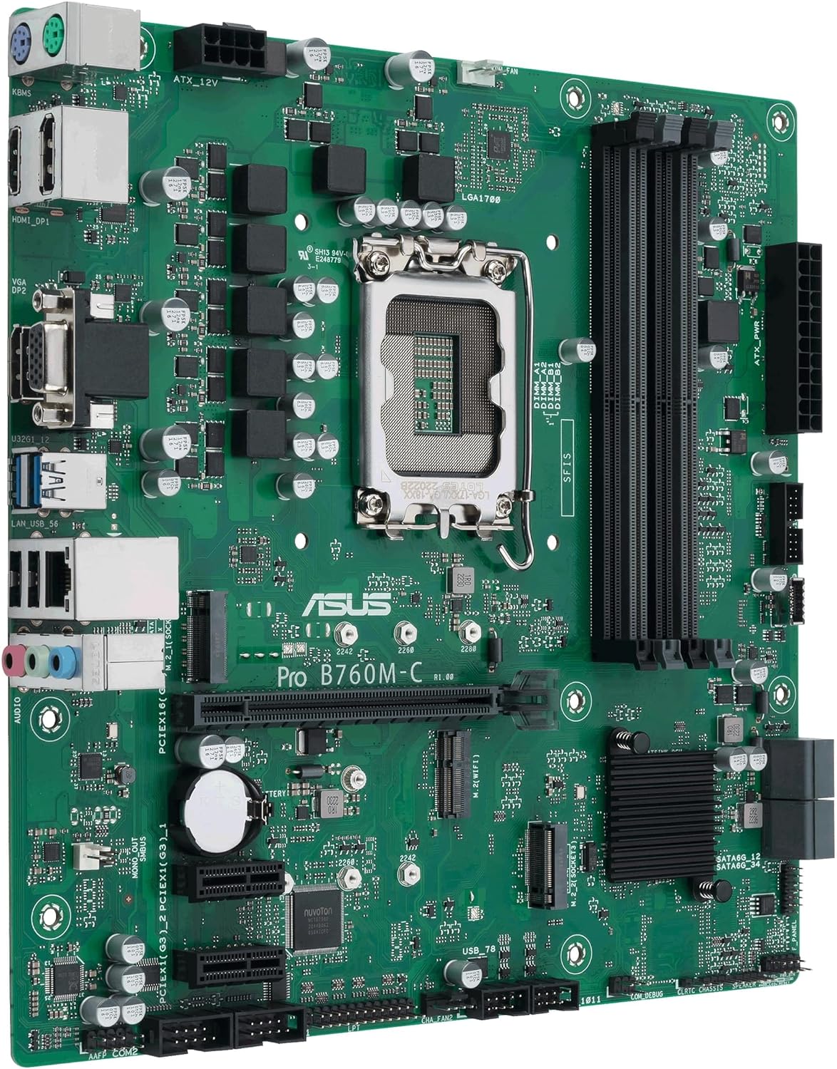 ASUS PRO B760M-C CSM Business Mainboard Sockel Intel LGA 1700 (mATX, CSM, Control Center Express, COM Debug Header, DDR5, PCIe 4.0, Q-LED Core