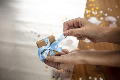 Brother TZe-RL34 Labelling Tape Cassette, Gold on Light Blue, 12mm (W) x 4M (L), Ribbon Tape, Brother Genuine Supplies