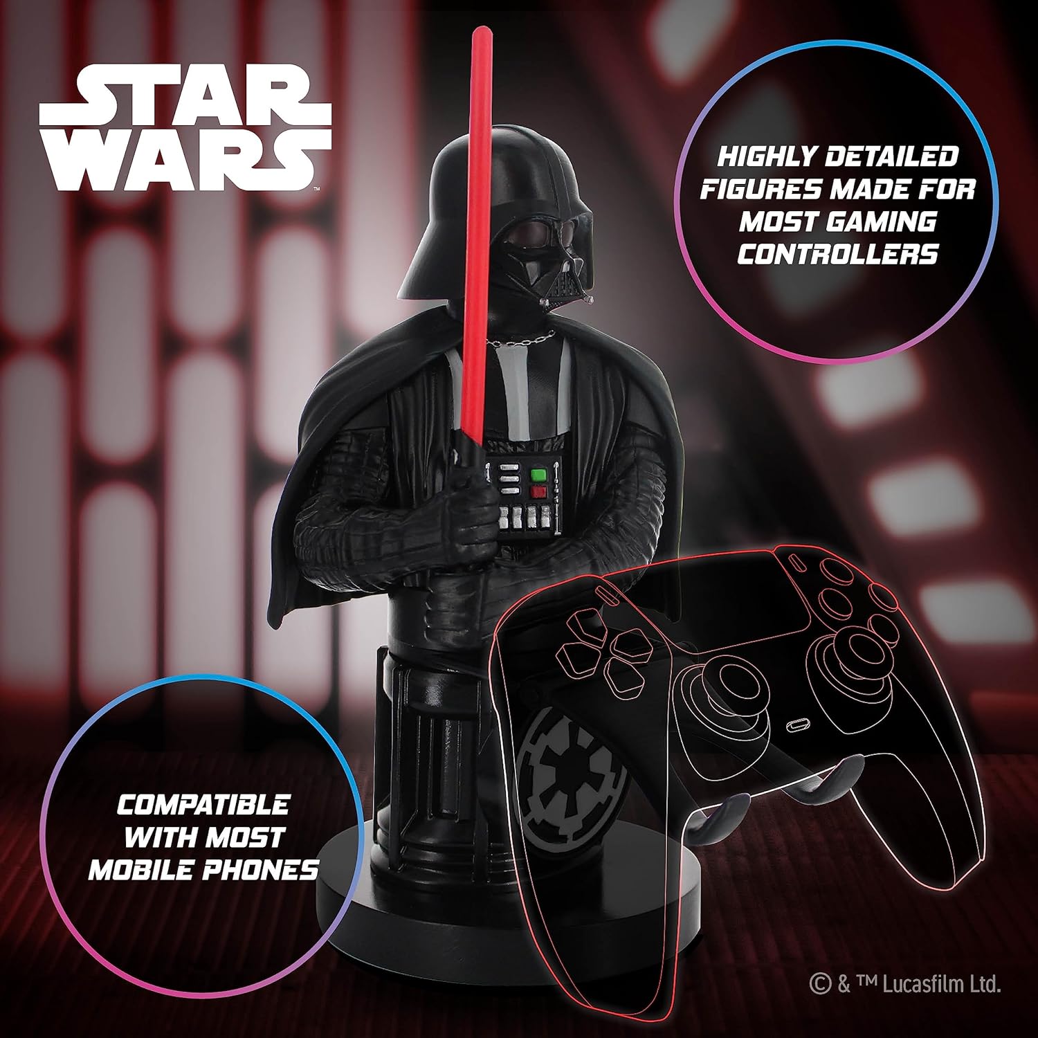 Cable Guys - Star Wars Darth Vader A New Hope Gaming Accessories Holder & Phone Holder for Controller (Xbox, Play Station, Nintendo Switch) & Phone (Iphone, Samsung Galaxy, Google Pixel