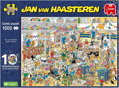 Jan van Haasteren- Haasteren,Jan Van, 10 Years JvH Studio 1000pcs, Color Negro, 68x49cm (Jumbo Spiele 1110100028