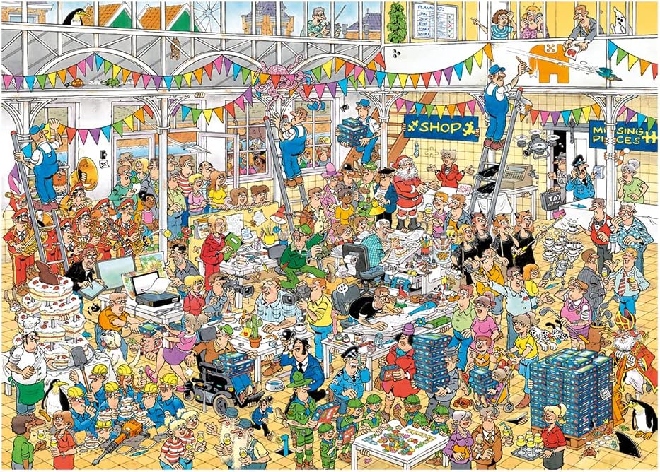 Jan van Haasteren- Haasteren,Jan Van, 10 Years JvH Studio 1000pcs, Color Negro, 68x49cm (Jumbo Spiele 1110100028