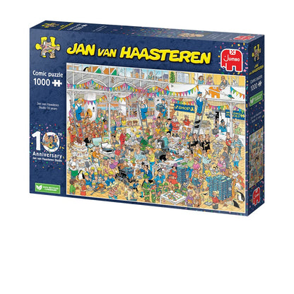 Jan van Haasteren- Haasteren,Jan Van, 10 Years JvH Studio 1000pcs, Color Negro, 68x49cm (Jumbo Spiele 1110100028