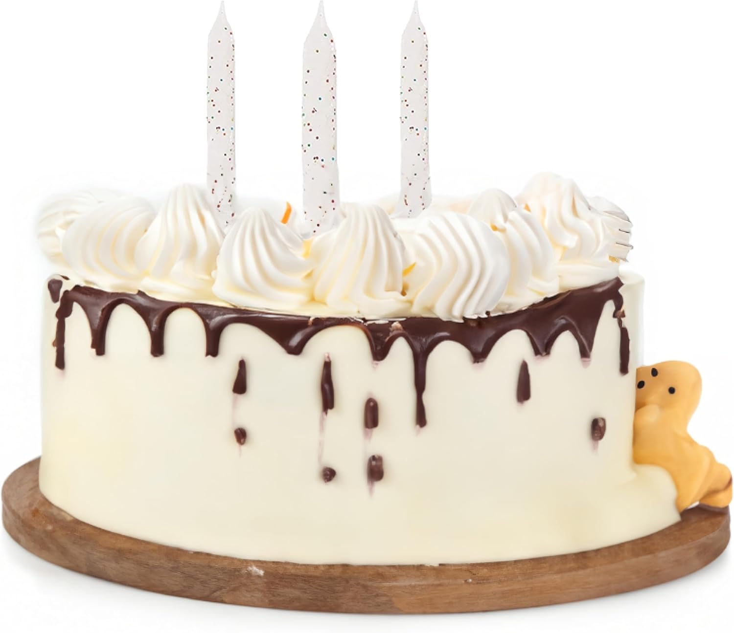 Unique Party 19974-White & Glitter Spiral Birthday Candles, Pack of 24, White
