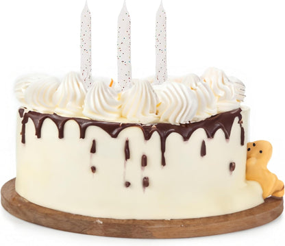 Unique Party 19974-White & Glitter Spiral Birthday Candles, Pack of 24, White