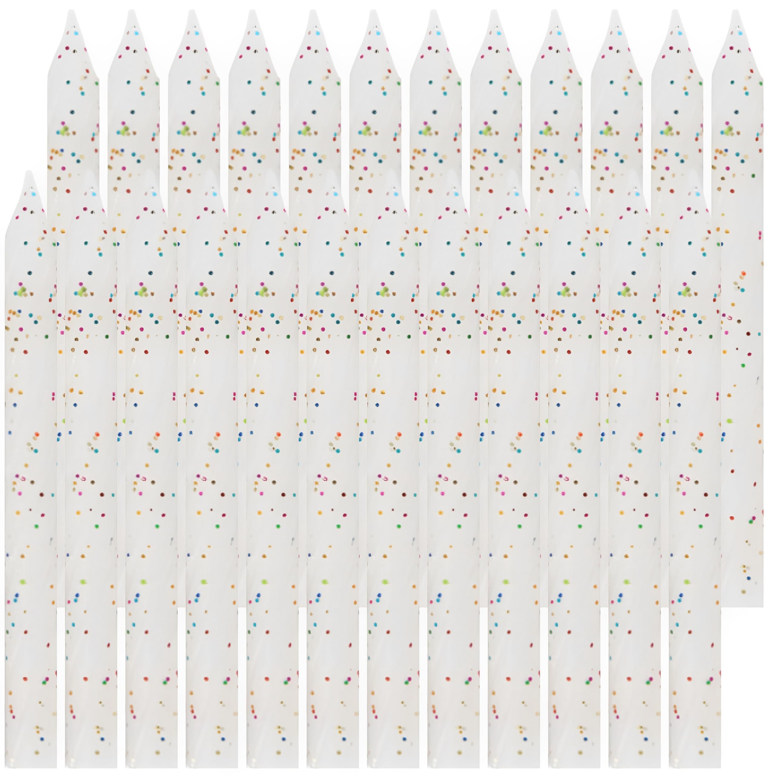 Unique Party 19974-White & Glitter Spiral Birthday Candles, Pack of 24, White