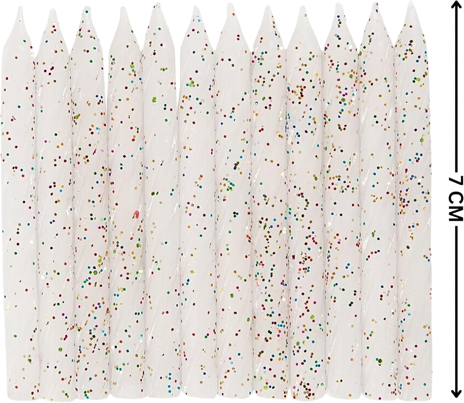 Unique Party 19974-White & Glitter Spiral Birthday Candles, Pack of 24, White