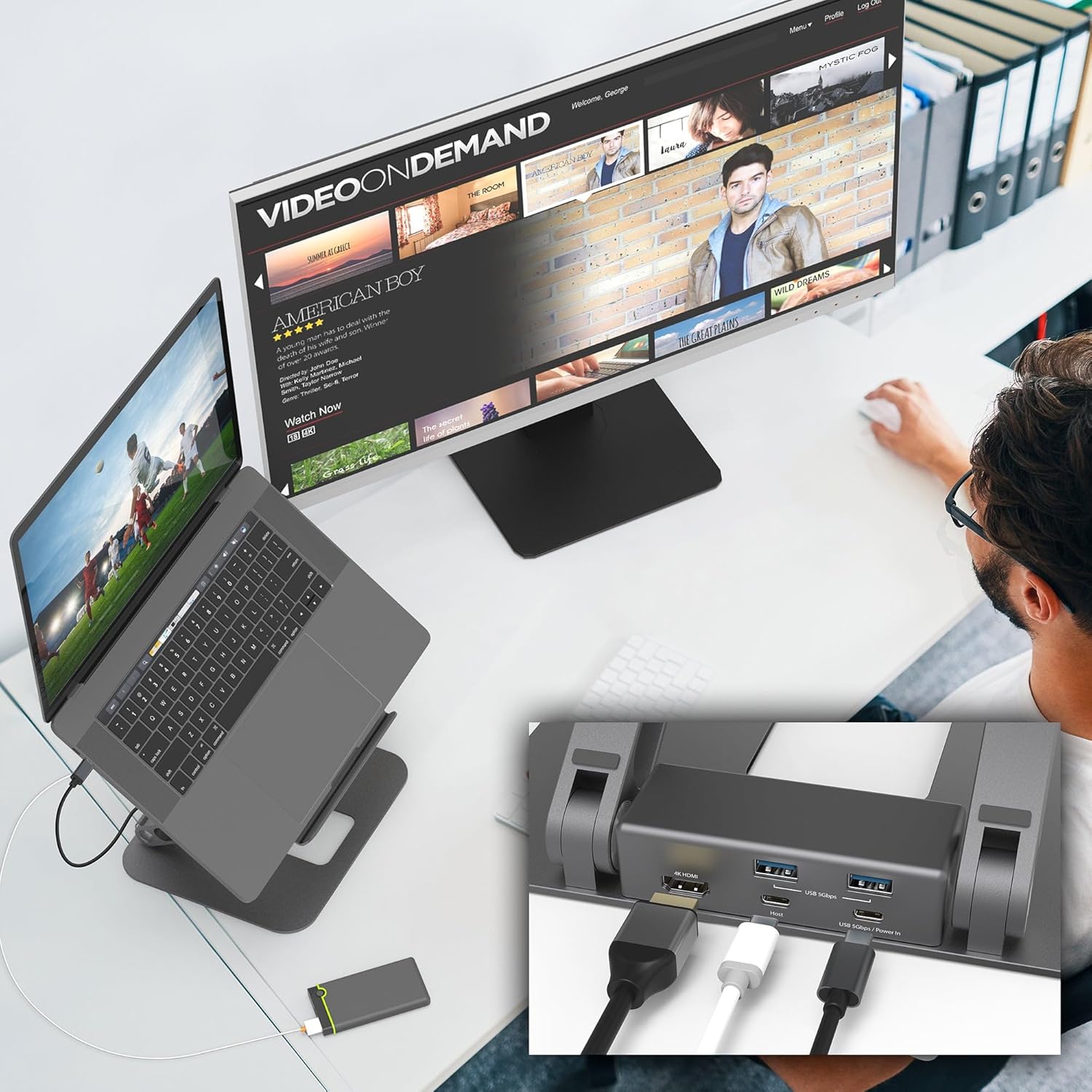 j5create JTS327-N Support pour Ordinateur Multi-Angle avec Dock 4K