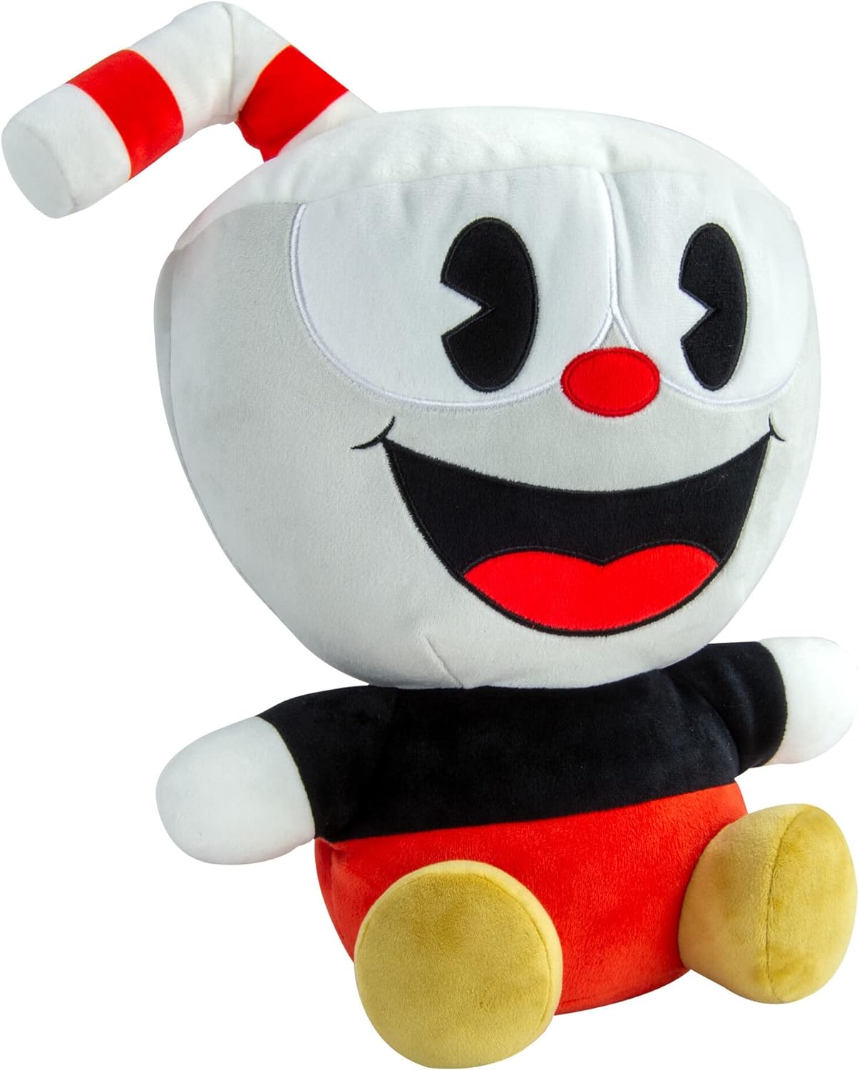 Tomy T12873_BASE Club Mocchi-Cuphead Mega 15-Inch Plush, Cuddly Toy for Boys and Girls Aged 3+, White and Red