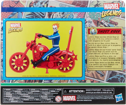 Marvel Hasbro Legends Series Retro 375 Collection Ghost Rider 9.5 CM Action Figures, Includes Vehicle, Multicolor, F6544