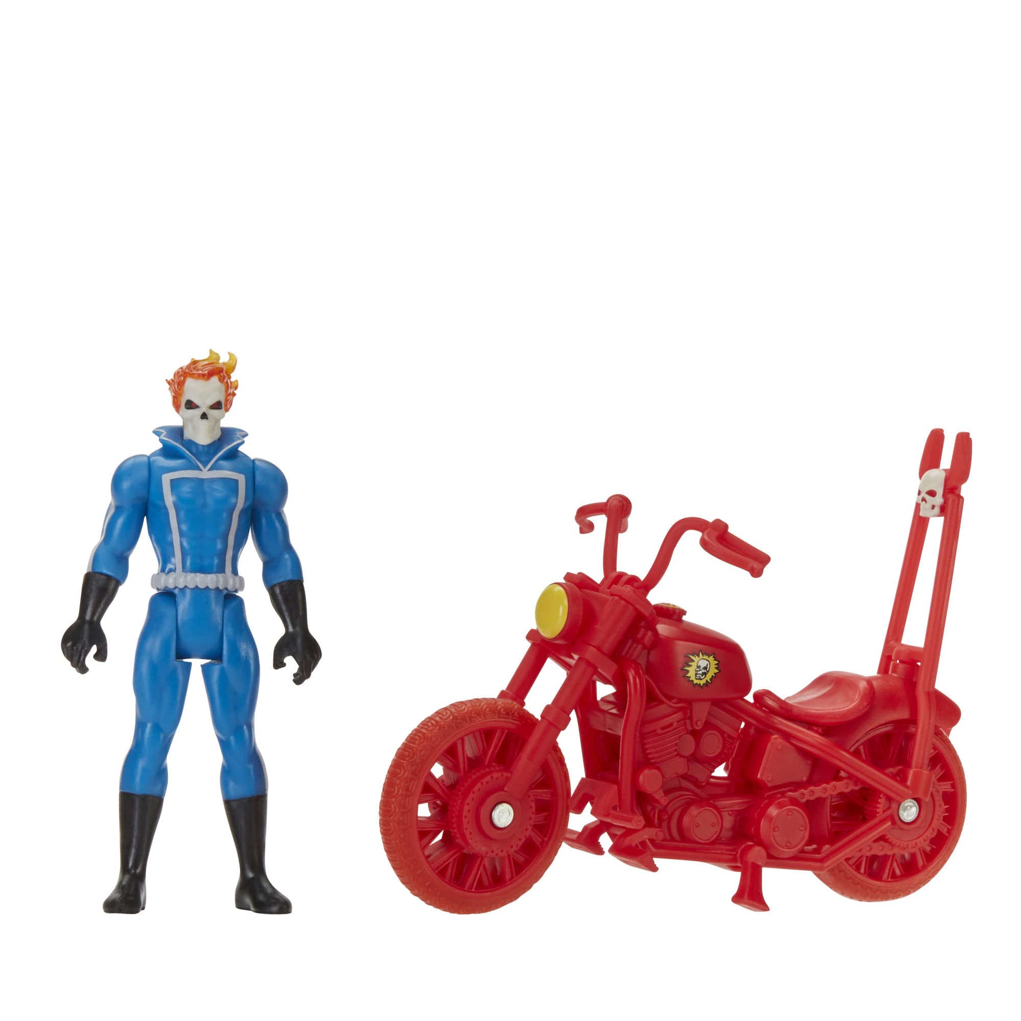 Marvel Hasbro Legends Series Retro 375 Collection Ghost Rider 9.5 CM Action Figures, Includes Vehicle, Multicolor, F6544