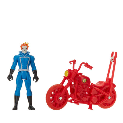Marvel Hasbro Legends Series Retro 375 Collection Ghost Rider 9.5 CM Action Figures, Includes Vehicle, Multicolor, F6544