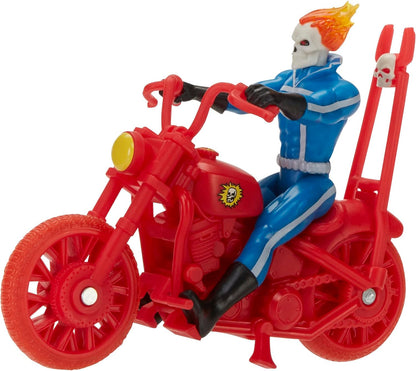 Marvel Hasbro Legends Series Retro 375 Collection Ghost Rider 9.5 CM Action Figures, Includes Vehicle, Multicolor, F6544