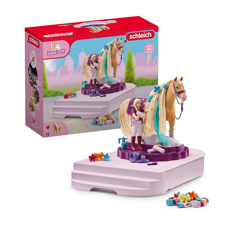 schleich Horse Club 42617 Sofia's Beauties Grooming Station Horse and Figurine - 54pc Horse Playset Grooming and Accessory Storage with Sofia Doll - Toys for Girls and Boys, Kids Ages 4+