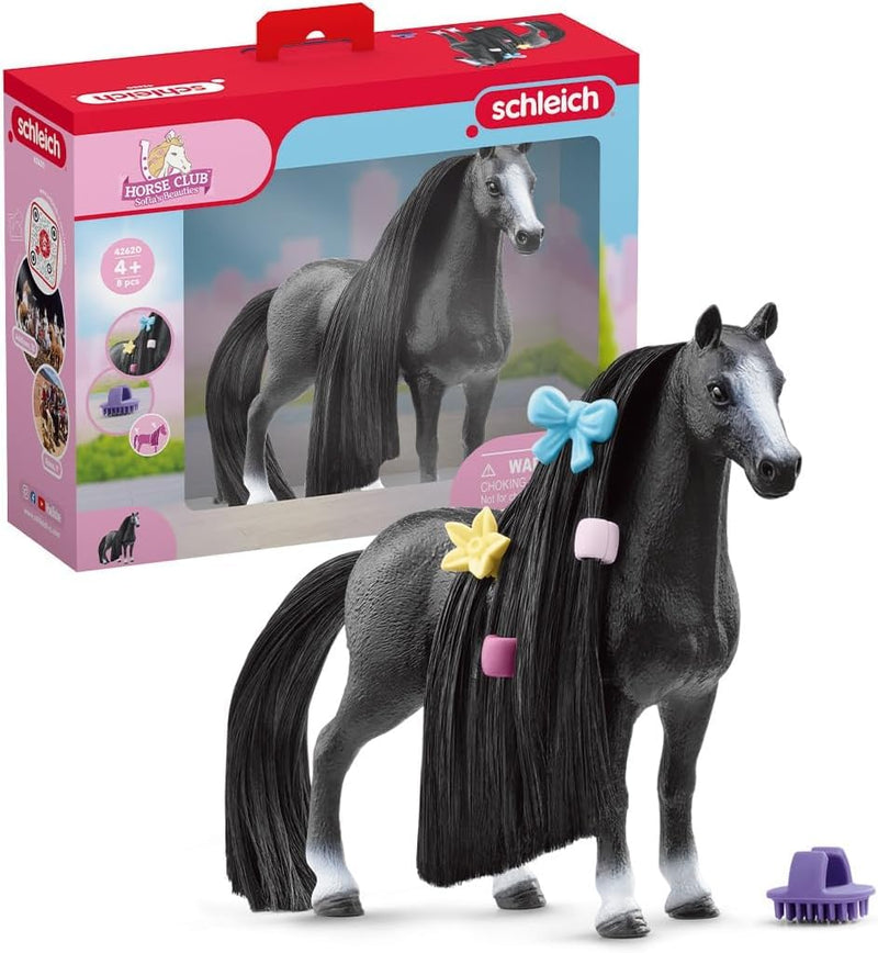 schleich Horse Club 42620 Sofia's Beauties Quarter Horse Mare Styling 8pc Figurine Playset - Quarter Horse Mare Beauty Figure with Brushable Hair Playset Accessories - Horse Toys Gift for Kids Ages 4+