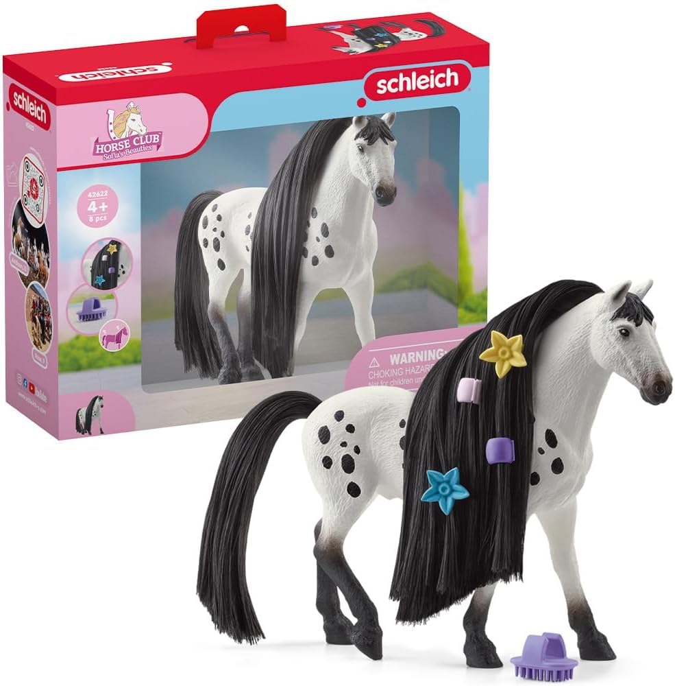 schleich Horse Club 42622 Sofia's Beauties Knabstrupper Stallion Beauty Horse with Brushable Hair - 8pc Styling Figurine and Playset Accessories - Perfect Horse Toys Gift for Boys, Girls, Kids Ages 4+