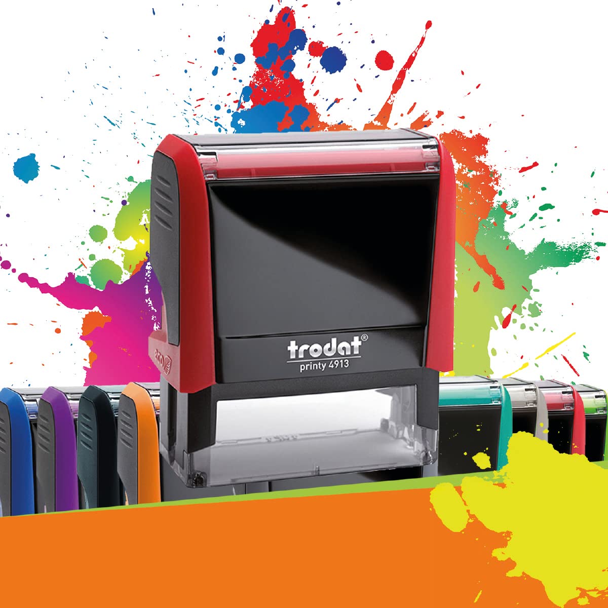Trodat Printy 4913 -Self Inking Stamp - Customizable Stamp - 5 lines - Textplate Dimensions 58 x 22 mm - 10 Colours Available (Rouge – Red
