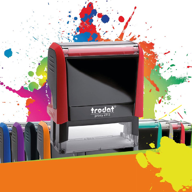 Trodat Printy 4913 -Self Inking Stamp - Customizable Stamp - 5 lines - Textplate Dimensions 58 x 22 mm - 10 Colours Available (Rouge – Red