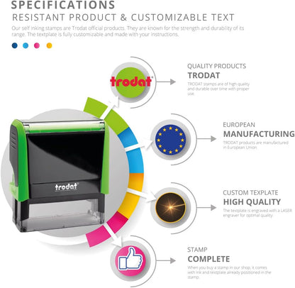 Trodat Printy 4913 -Self Inking Stamp - Customizable Stamp - 5 lines - Textplate Dimensions 58 x 22 mm - 10 Colours Available (Rouge – Red