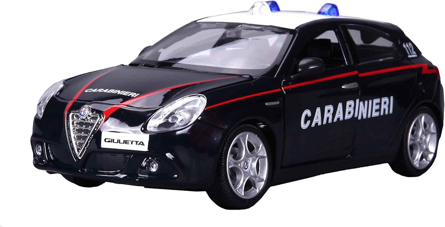 Bburago - Carabinieri Modelauto 1:24 – Realistische Politiewagen, Officiële Licentie, Verzamelaarsmodel of Speelgoedauto, Willekeurige Selectie, Vanaf 3 Jaar
