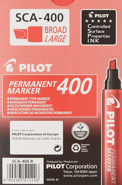 Pilot sca-400-r – Pack of 12 Permanent Markers Conical Tip, Red