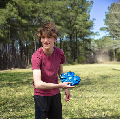 Wahu Phlat Ball Classic Blau, Transformierbare Wurfscheibe, Outdoor-Spiele für Kinder ab 5 Jahren, Innovative Kugel 15,7 cm, Frisbee 22,9 cm, Outdoor-Spiel für 2 Spieler und mehr