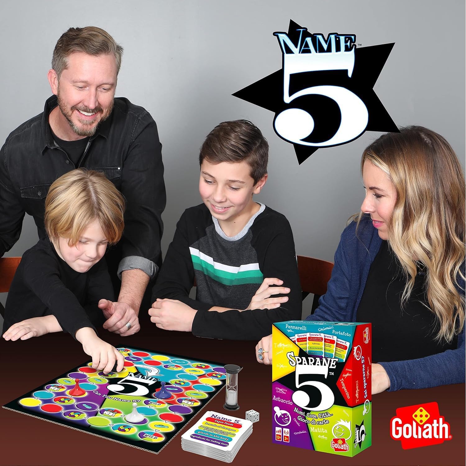 GOLIATH Sparane 5, Name 5, 926349.006 Board Game, Card Game and Questions for the Family, Ages Twelve and Up, Multicoloured, 926349.006