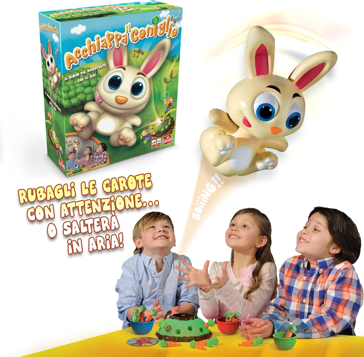 Goliath Acchiappa il Coniglio, Gioco da Tavolo per Bambini e Bambine dai 4 Anni in su, Gioco d'Azione con Coniglio e Carote, Stimola i Riflessi, Gioco per Regalo
