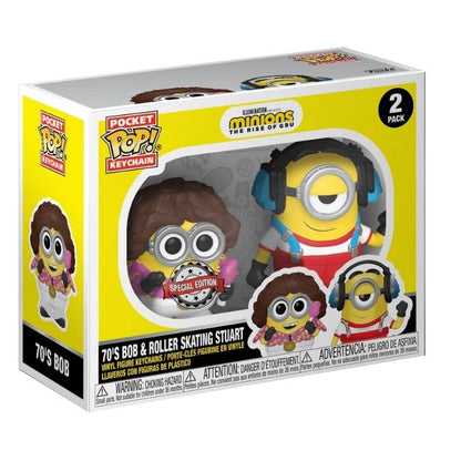 Funko POP Keychain - Minions 2: The Rise of Gru - Roller Skating Stuart & 70's Bob 2 Pack #49493