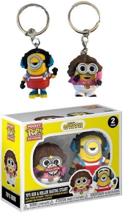 Funko POP Keychain - Minions 2: The Rise of Gru - Roller Skating Stuart & 70's Bob 2 Pack #49493
