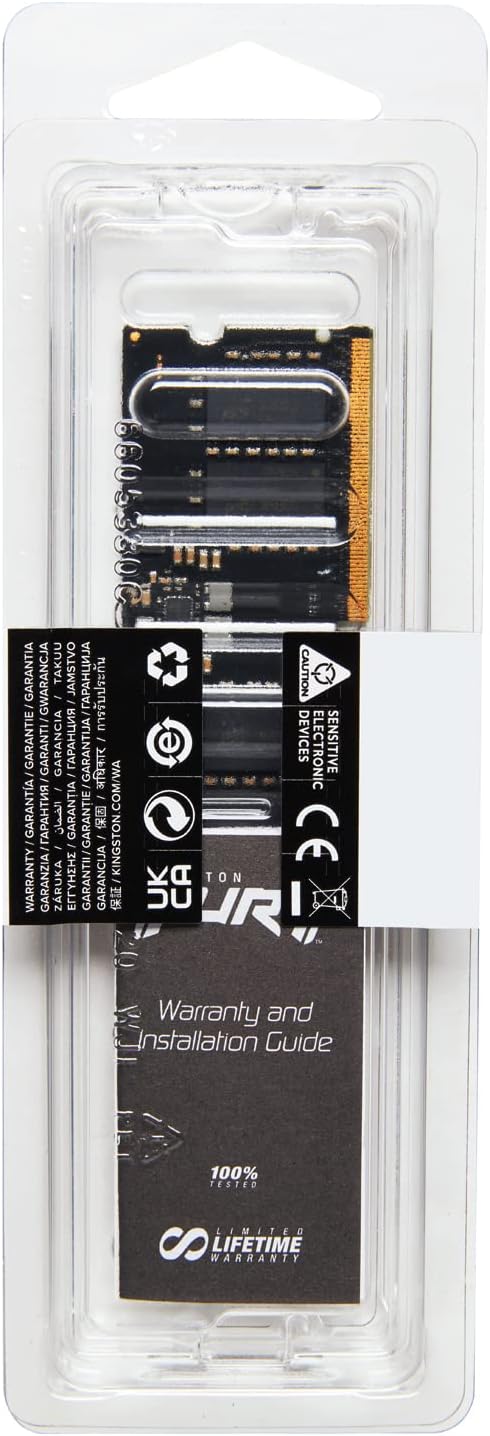 Kingston FURY Impact 32GB 4800MT/s DDR5 CL38 SODIMM Notebook Gaming Memory Single Module - KF548S38IB-32, Black
