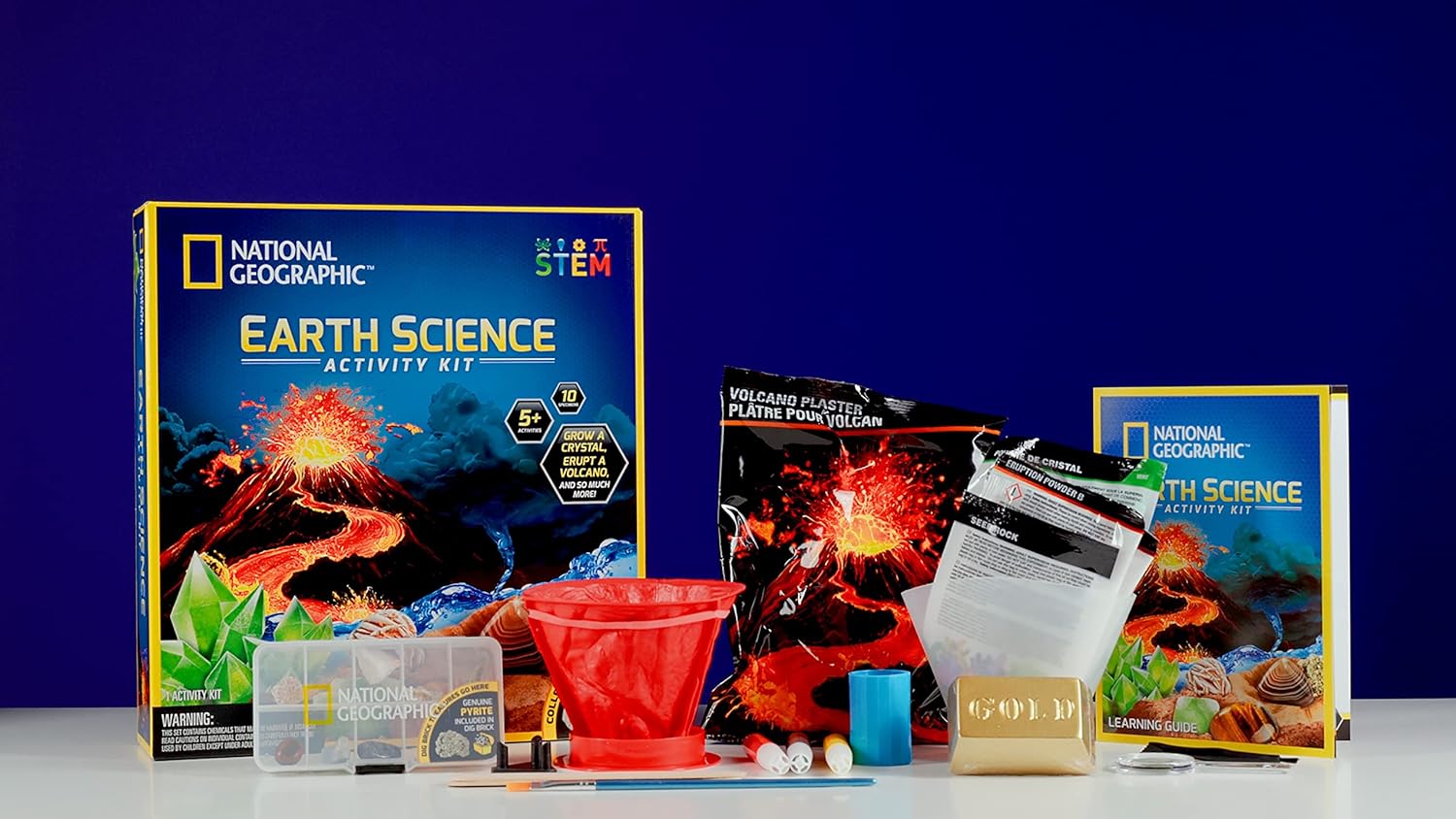 National Geographic Earth Science Experiment Kit - Exciting Kid Science Kit with 5 Exhilarating Activities and 10 Authentic Rock and Gem Specimens | STEM Toys Educational Girls and Boys Explorer Kit Explorer Science Earth Kit