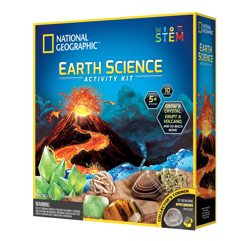 National Geographic Earth Science Experiment Kit - Exciting Kid Science Kit with 5 Exhilarating Activities and 10 Authentic Rock and Gem Specimens | STEM Toys Educational Girls and Boys Explorer Kit Explorer Science Earth Kit