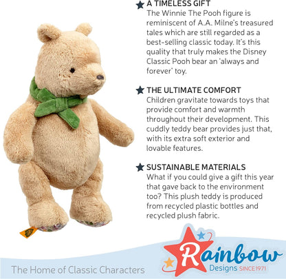 Rainbow Designs Official Winnie The Pooh - Always and Forever Soft Cuddly Teddy Bear for Babies and Toddlers Toy, 22.5cm