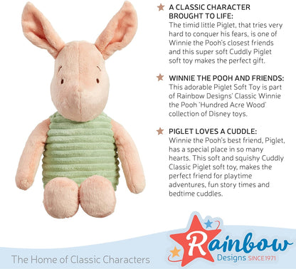 Rainbow Designs Official Winnie the Pooh - Disney Classic Hundred Acre Woods Cuddly Piglet Soft Toy Ideal For Babies Children And Toddlers